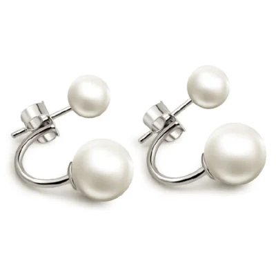 925 sterling silver front back pearls 2 in 1 adjustable earrings earrings