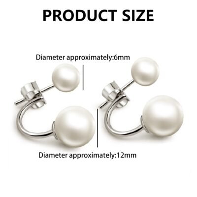 925 sterling silver front back pearls 2 in 1 adjustable earrings earrings