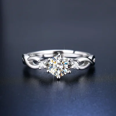 925 Sterling Silver Adjustable Side-Stone Engagement Rings for Her