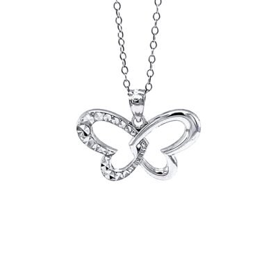 Silver Butterfly Pendant Necklace- 925 Sterling Silver- Silver Adjustable